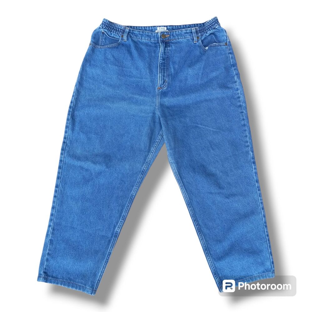 Vintage LL Bean Original Fit Relaxed Jeans-Size 20 Petite-Elastic Waist-Mom